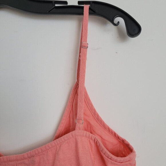 Forever 21 Woven Pink Linen Sleeveless Tank Button Front Mini Dress Small - Picture 5 of 9